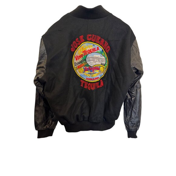 Vintage Logo Visions Jose Cuervo Varsity Jacket Mens L Wool Leather Black Multic - Picture 2 of 5